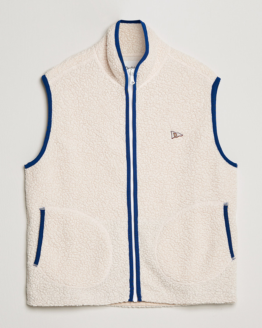Herr | Tröjor | Drake's | Zip Through Fleece Vest Ecru