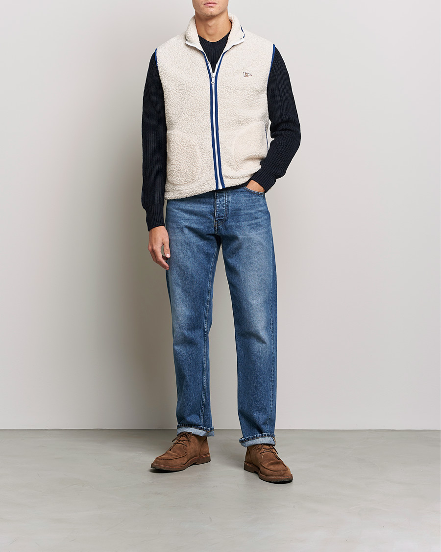 Herr | Tröjor | Drake's | Zip Through Fleece Vest Ecru