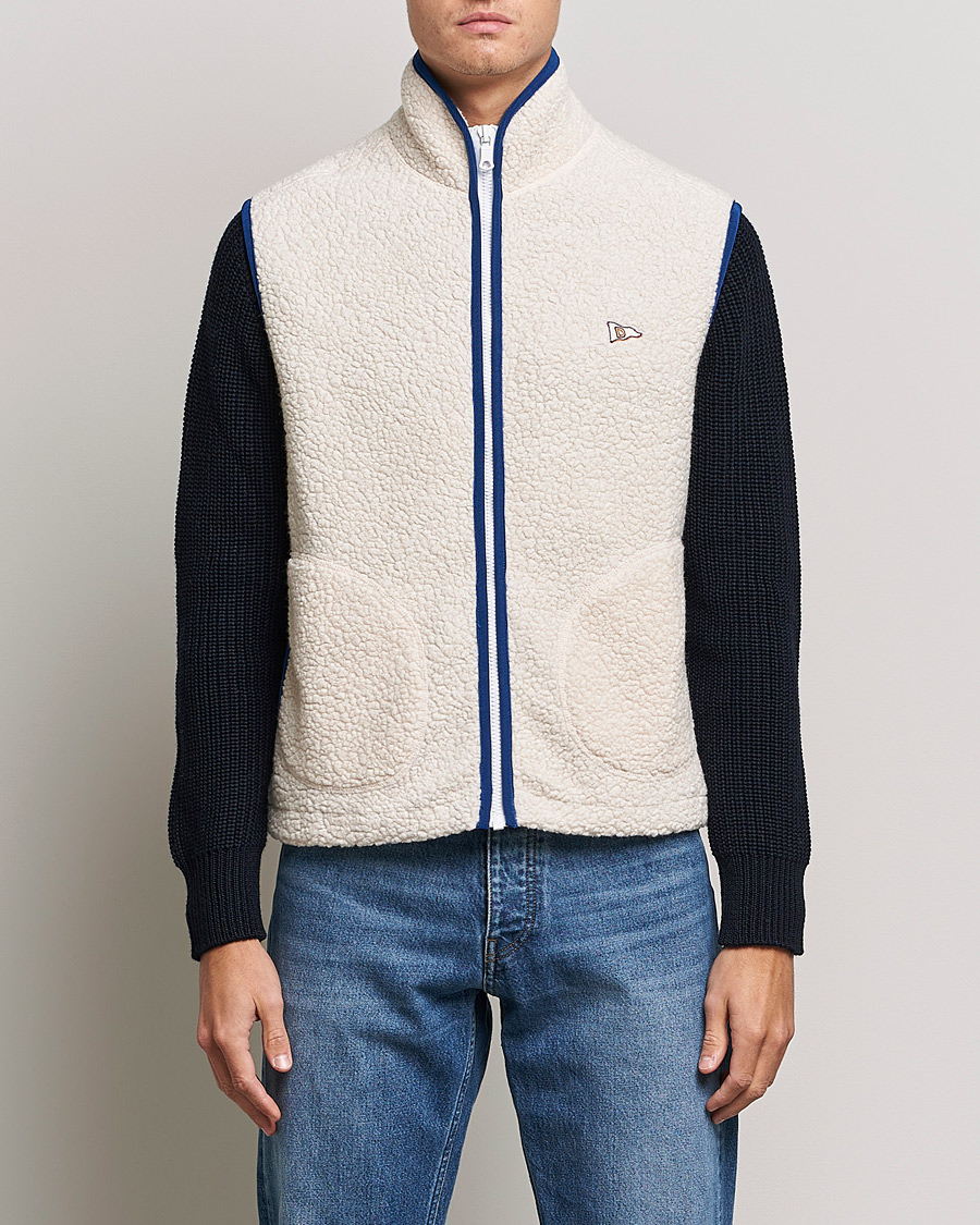 Herr | Tröjor | Drake's | Zip Through Fleece Vest Ecru