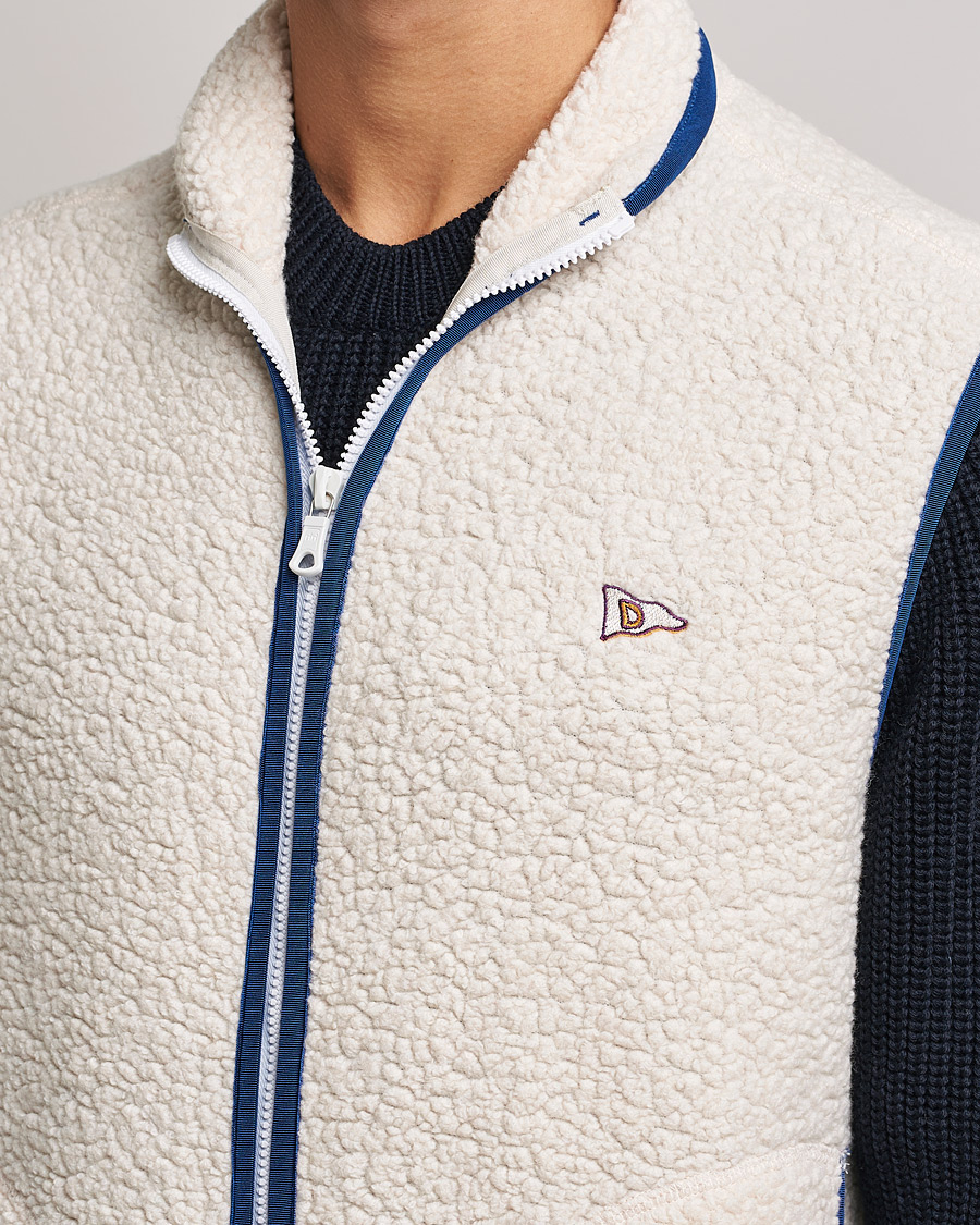 Herr | Tröjor | Drake's | Zip Through Fleece Vest Ecru
