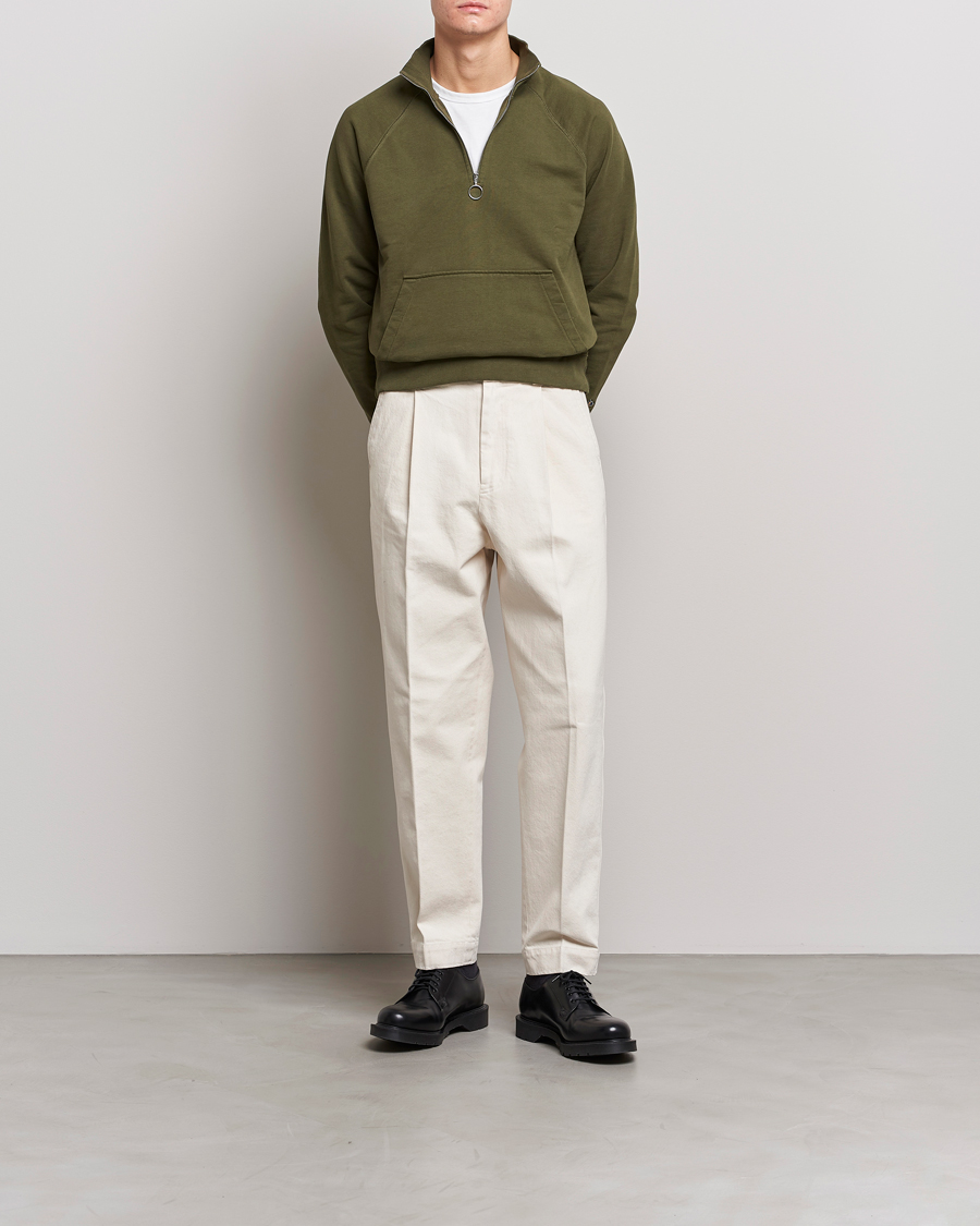 Herr | Tröjor | Drake's | Quarter Zip Sweatshirt Green