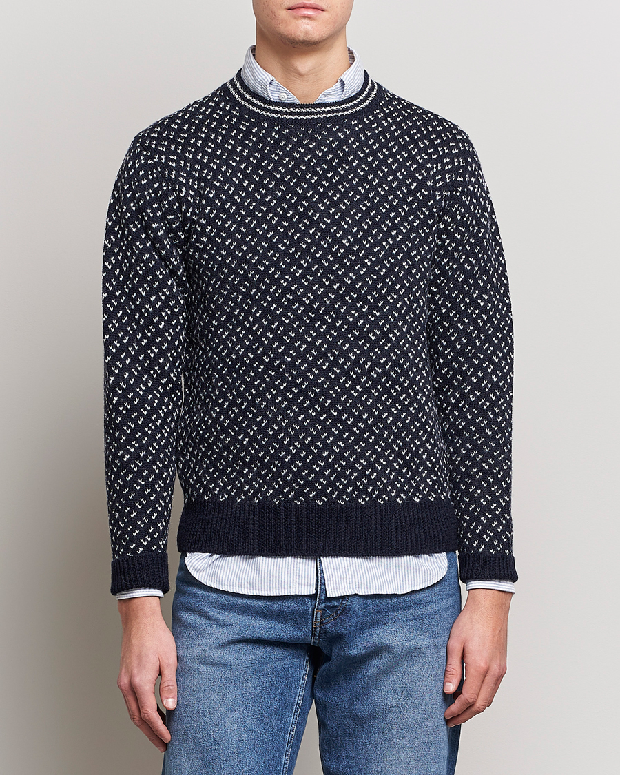 Herr |  | Drake's | Norwegian Wool/Alpaca Crew Navy