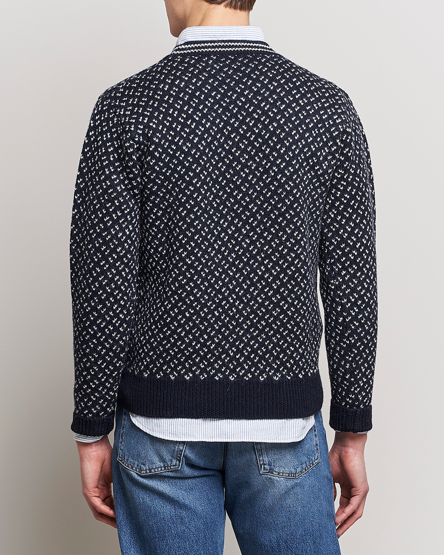 Herr | Tröjor | Drake's | Norwegian Wool/Alpaca Crew Navy