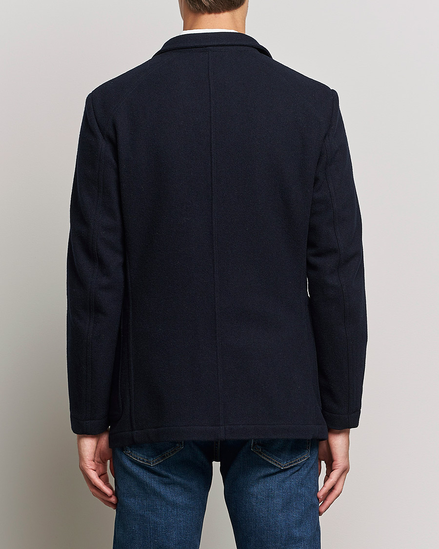Herr | Kavajer | Drake's | MKIII Double Breasted Wool/Flannel Blazer Navy