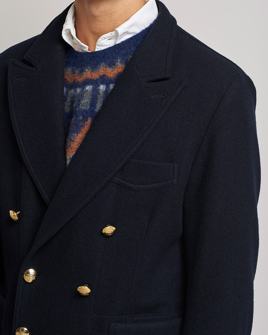 Herr | Kavajer | Drake's | MKIII Double Breasted Wool/Flannel Blazer Navy