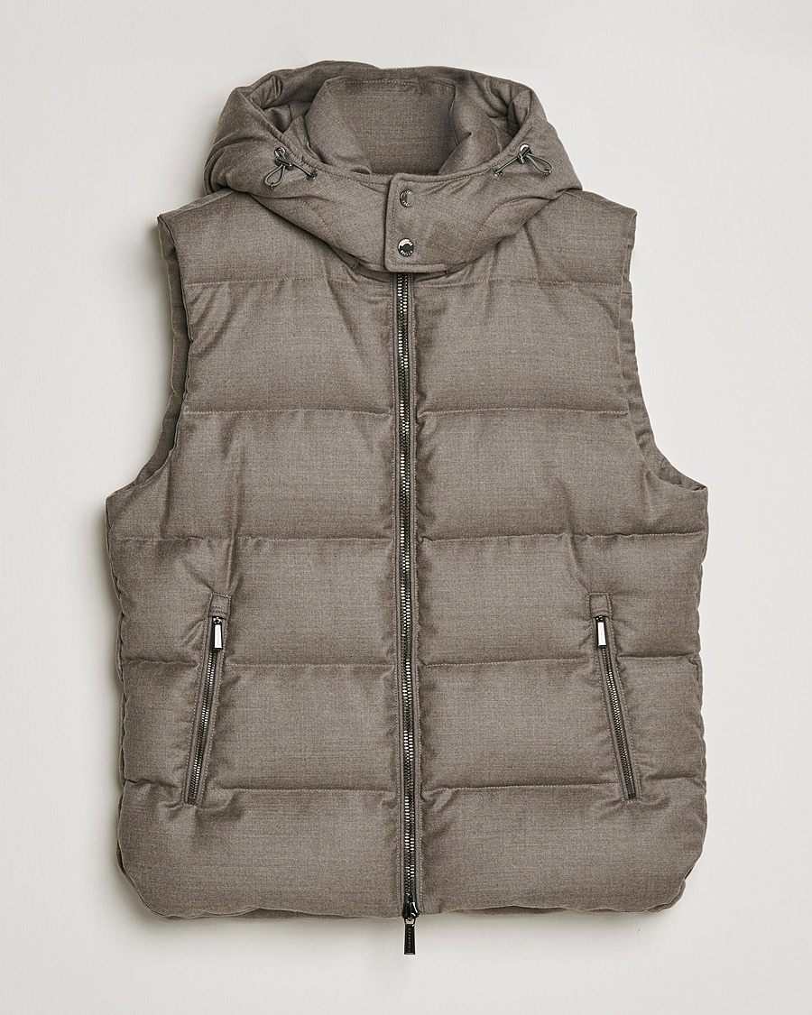 Herr | Jackor | MooRER | Fire Wool/Cashmere Hooded Vest Beige