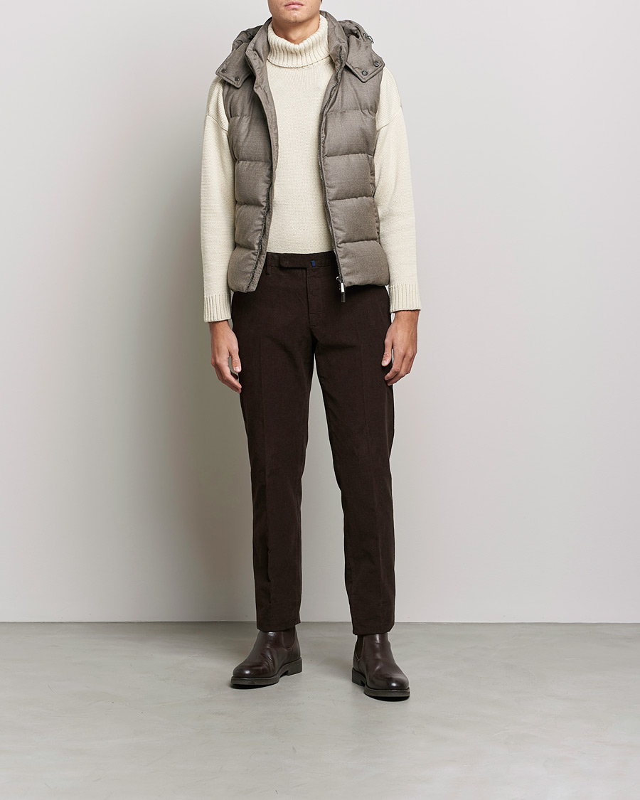 Herr | Jackor | MooRER | Fire Wool/Cashmere Hooded Vest Beige