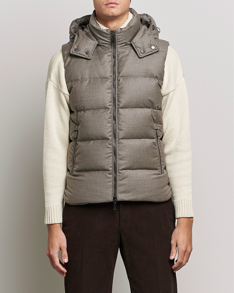 Herr | Jackor | MooRER | Fire Wool/Cashmere Hooded Vest Beige