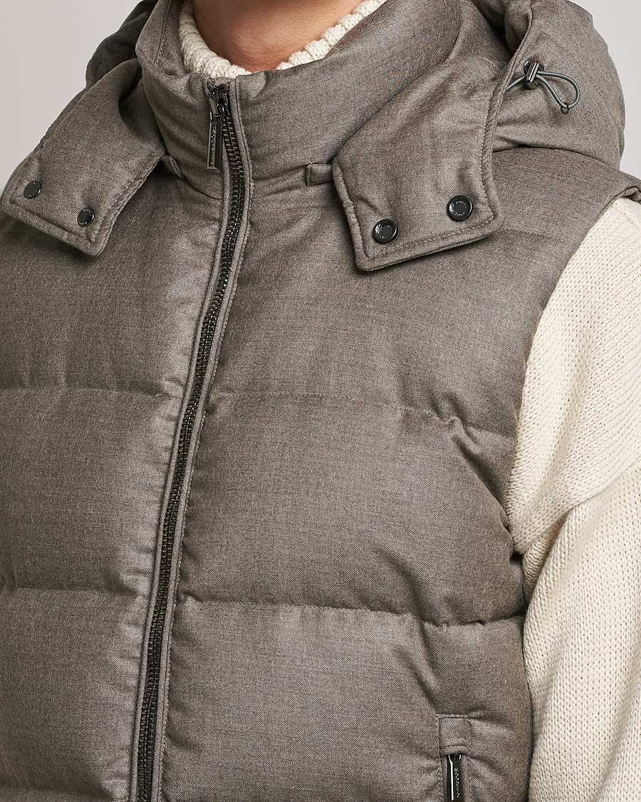 Herr | Jackor | MooRER | Fire Wool/Cashmere Hooded Vest Beige