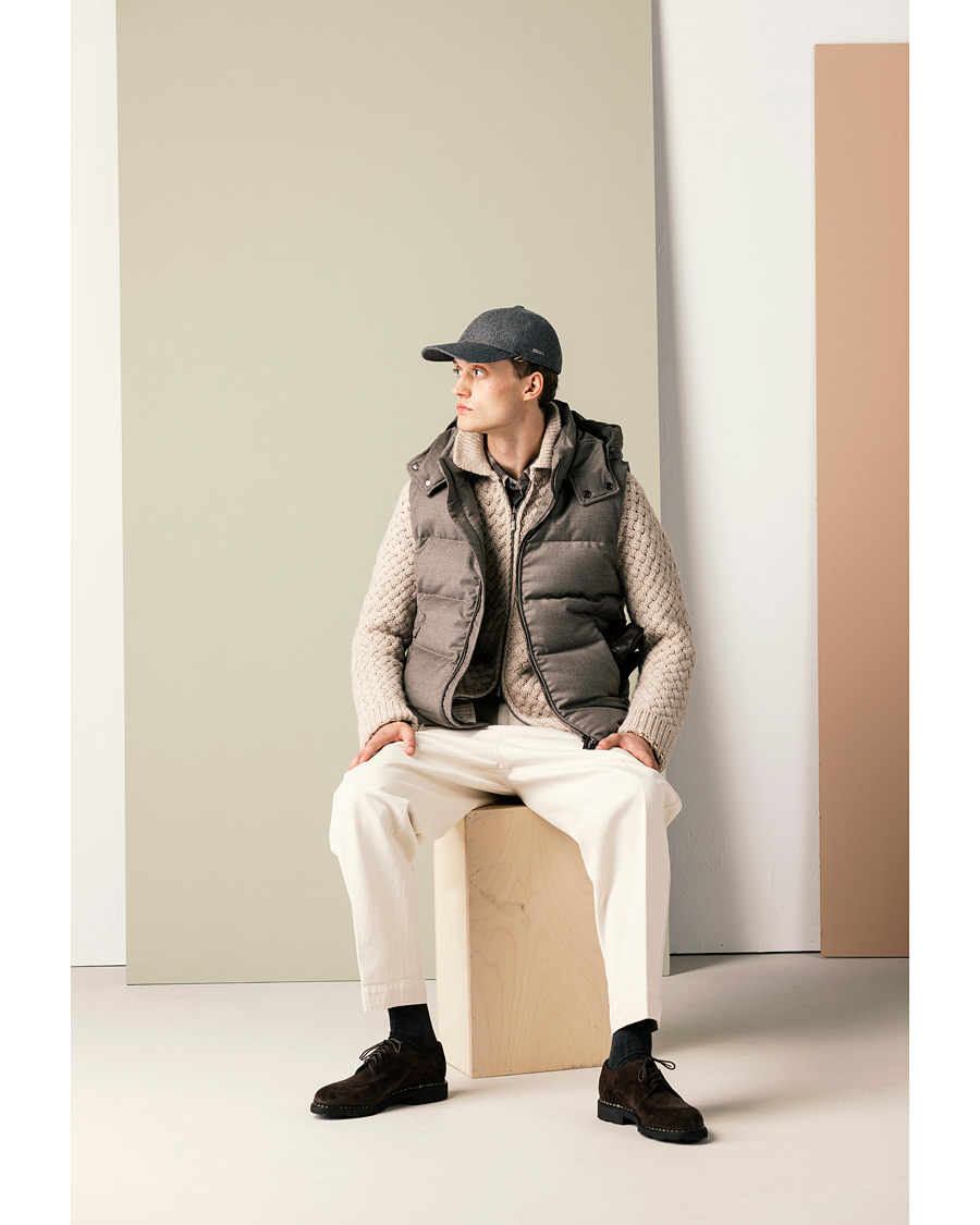 Herr | Jackor | MooRER | Fire Wool/Cashmere Hooded Vest Beige