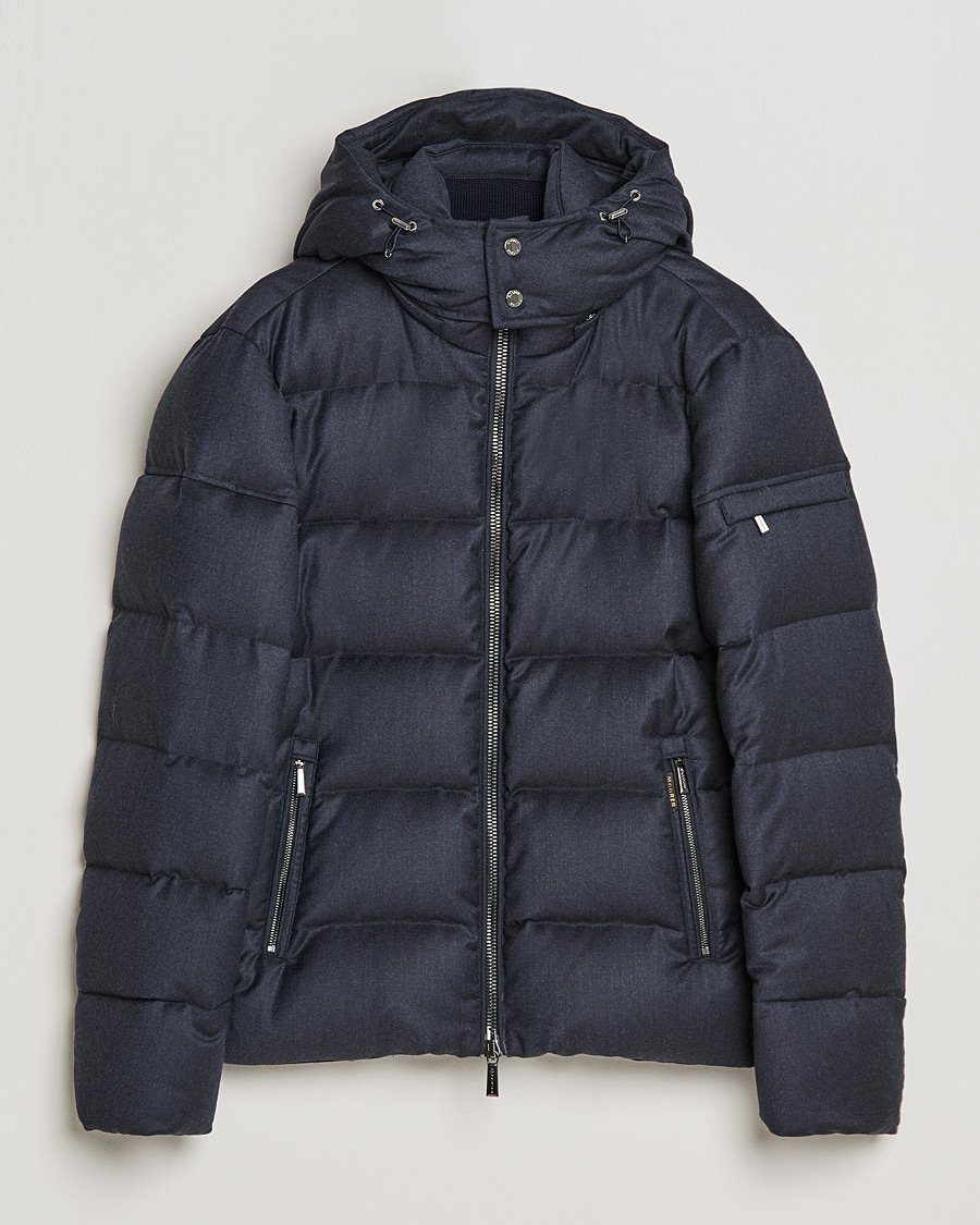 Herr | Jackor | MooRER | Brett Wool/Cashmere Hooded Jacket Blue Grey