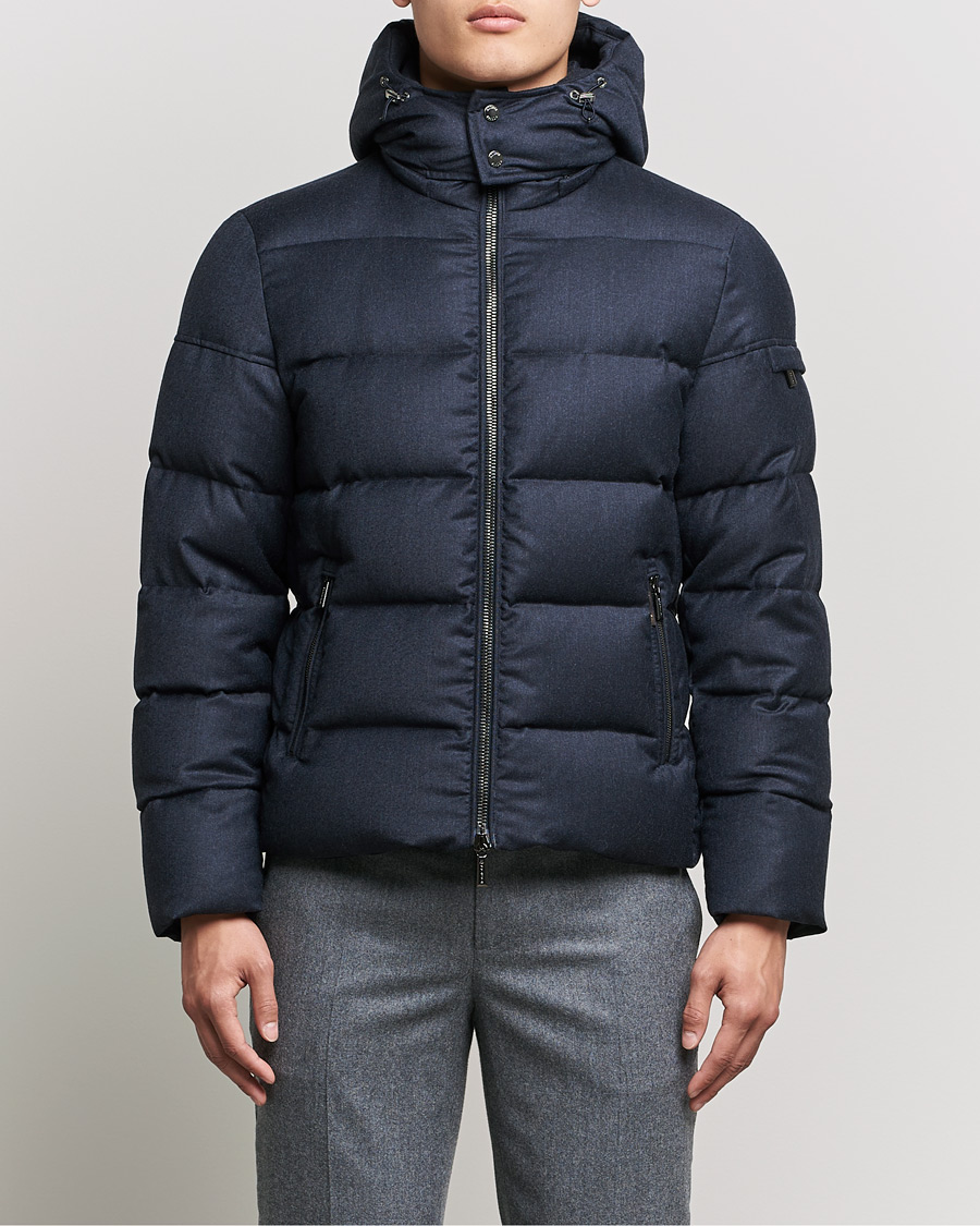 Herr | Jackor | MooRER | Brett Wool/Cashmere Hooded Jacket Blue Grey