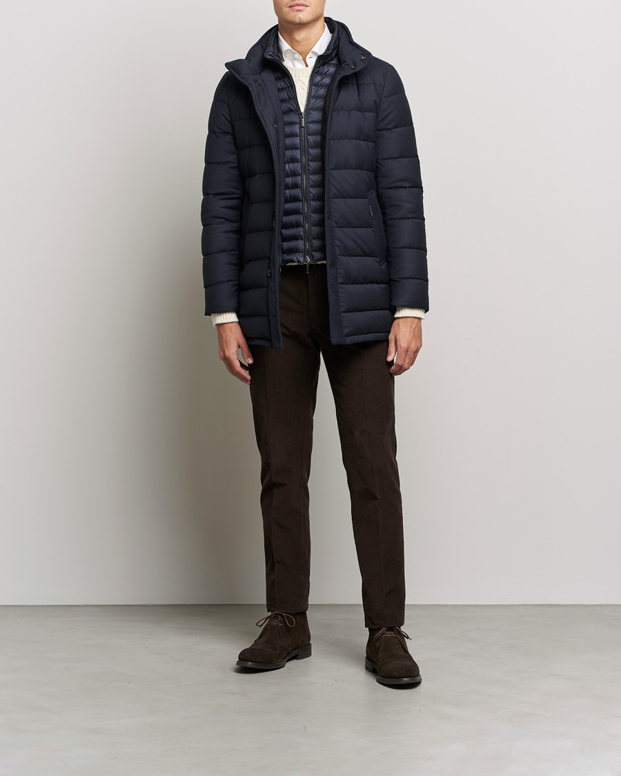 Herr | Jackor | MooRER | Calegari Wool/Casmhere Padded Coat Navy