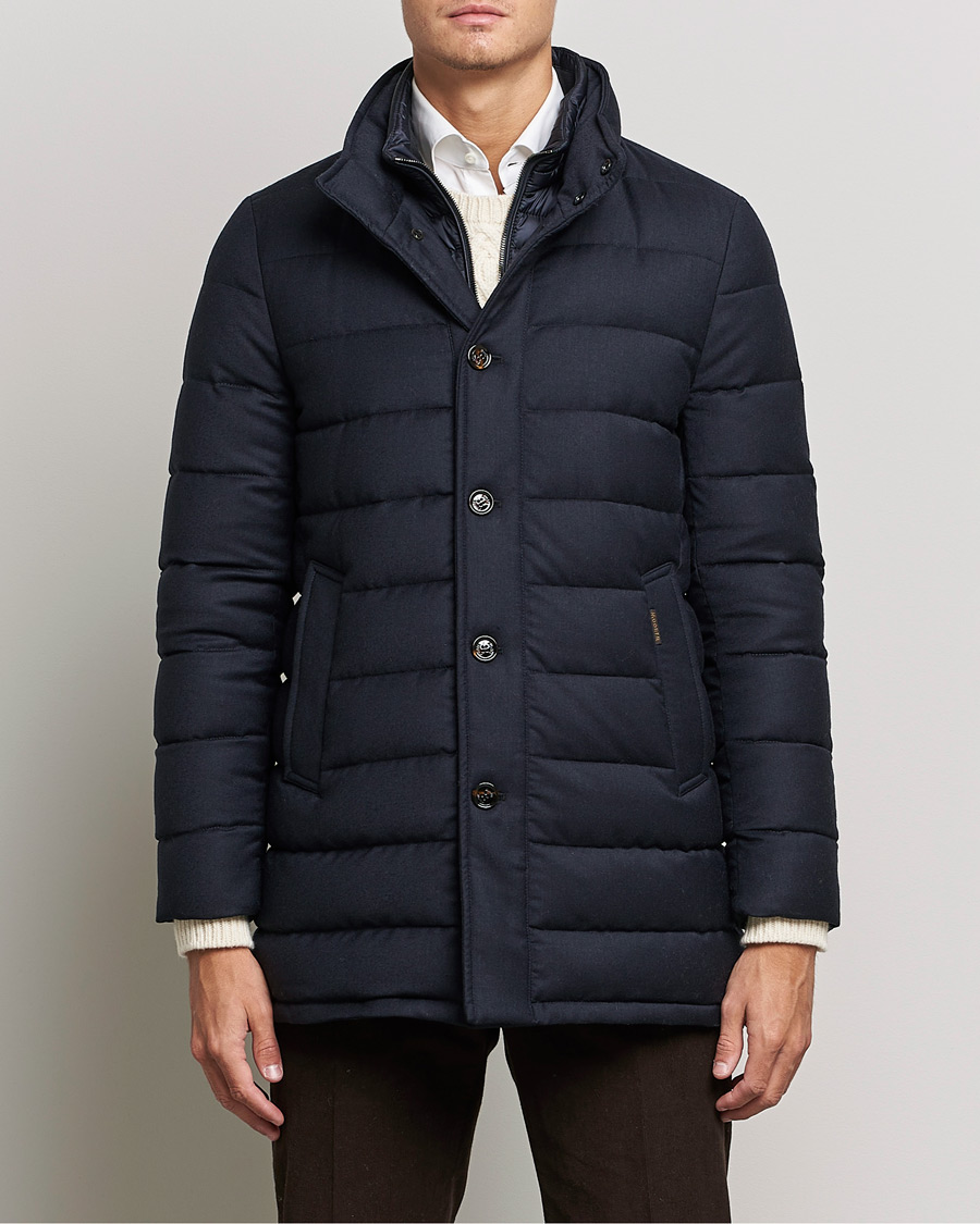 Herr | Jackor | MooRER | Calegari Wool/Casmhere Padded Coat Navy