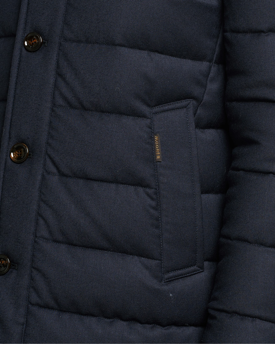 Herr | Jackor | MooRER | Calegari Wool/Casmhere Padded Coat Navy