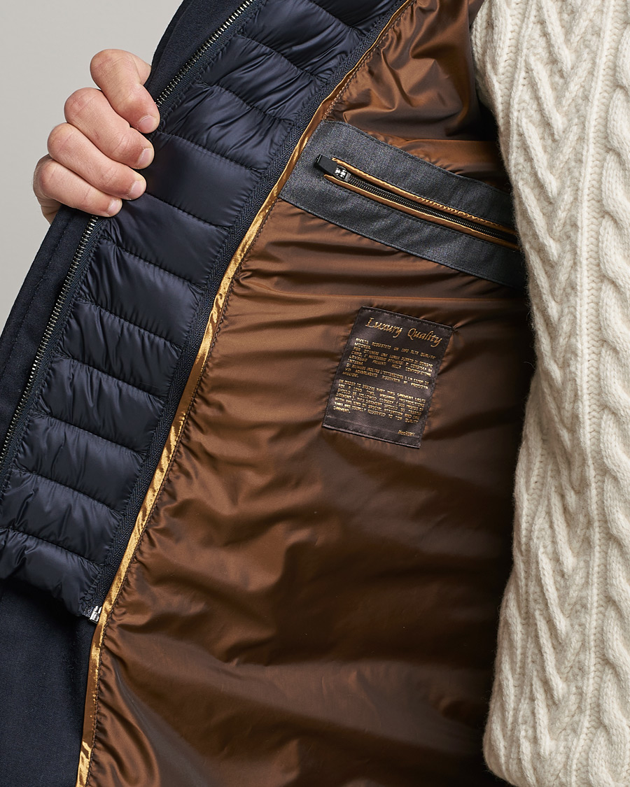 Herr | Jackor | MooRER | Calegari Wool/Casmhere Padded Coat Navy