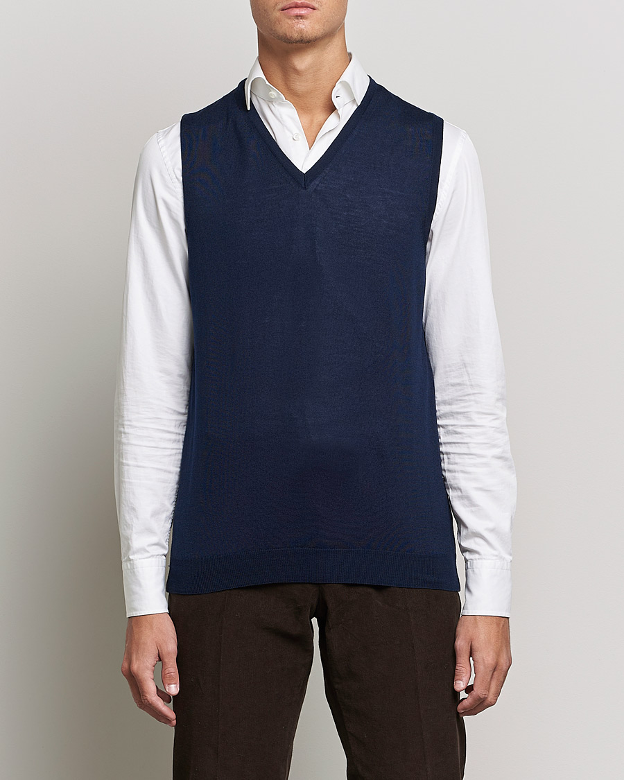 Herr | Västar & Slipovers | Stenströms | Merino Slipover Navy