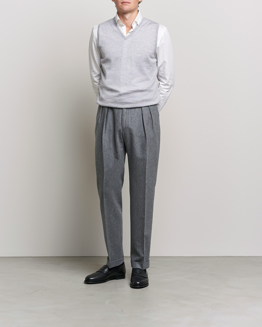 Herr | Tröjor | Stenströms | Merino Slipover Light Grey