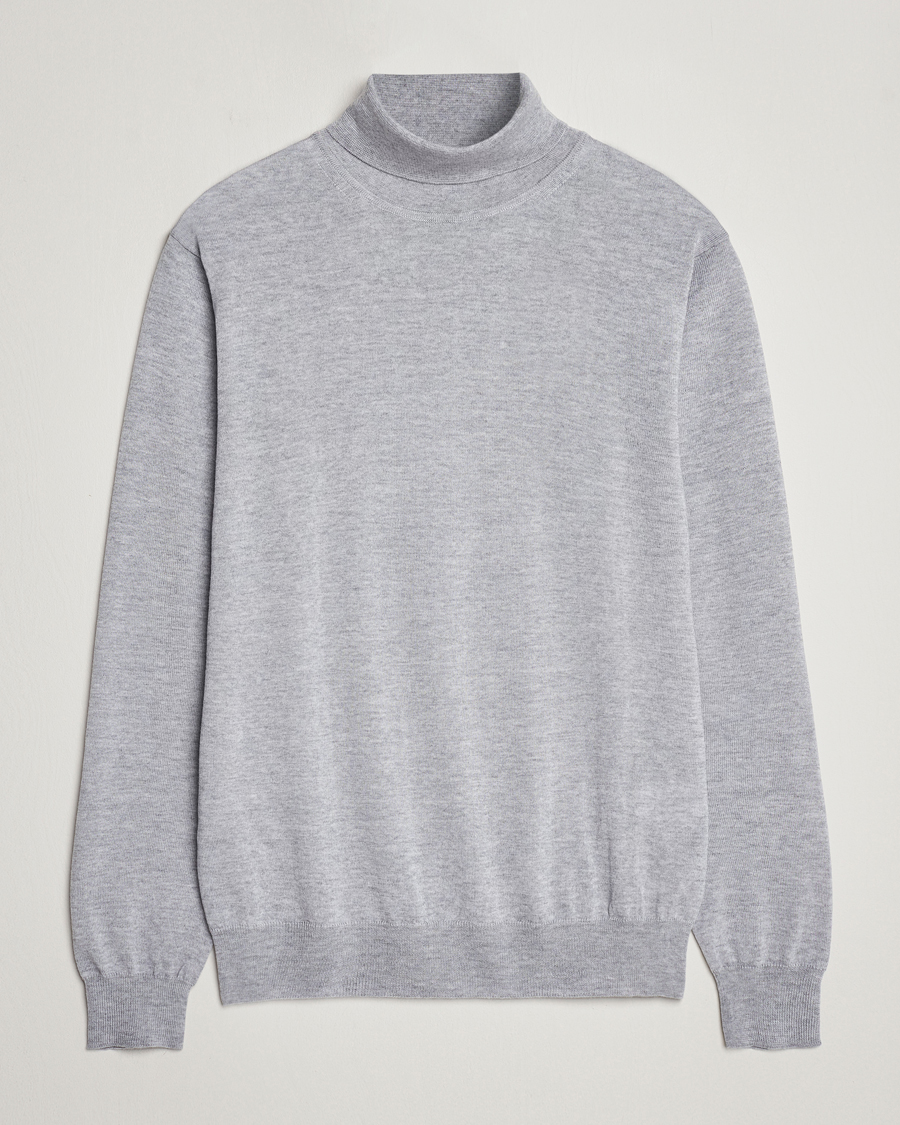 Herr | Tröjor | Stenströms | Fine Merino Rollneck Light Grey