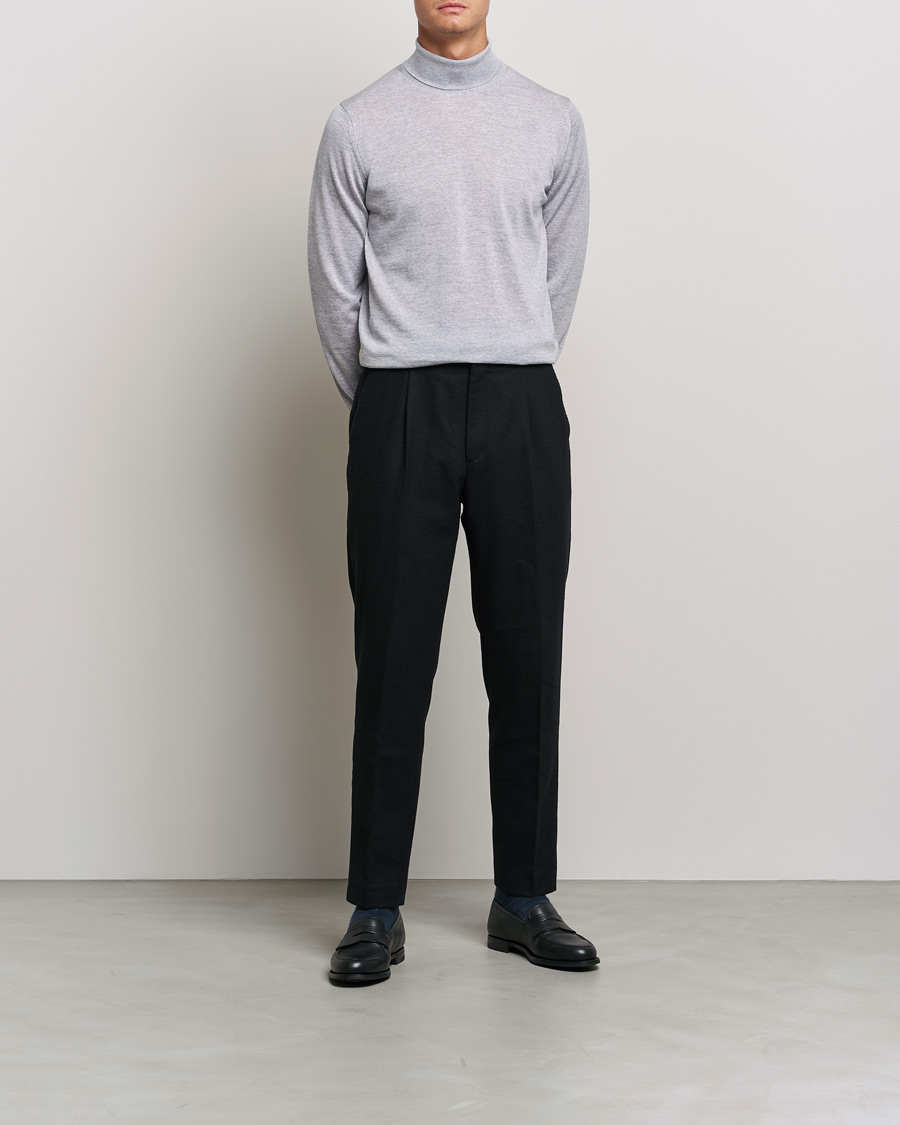 Herr | Tröjor | Stenströms | Fine Merino Rollneck Light Grey