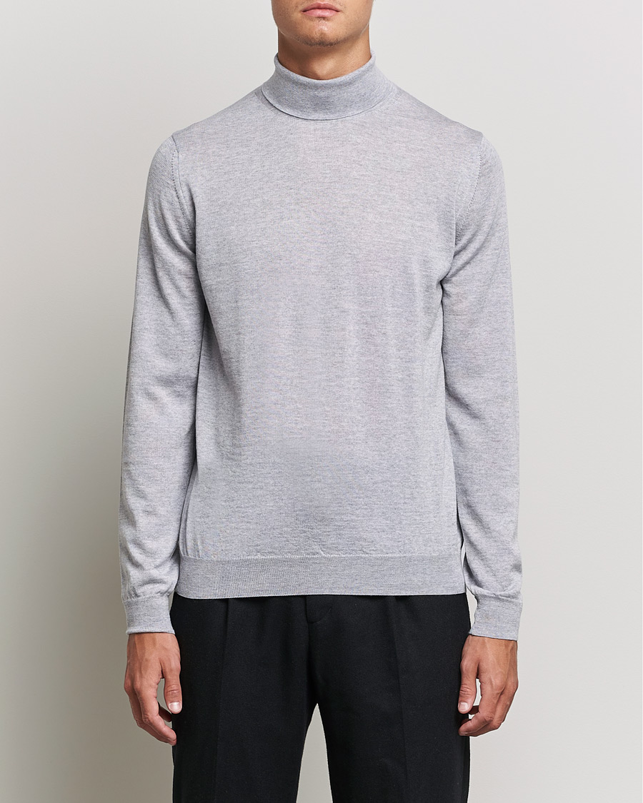 Herr | Tröjor | Stenströms | Fine Merino Rollneck Light Grey