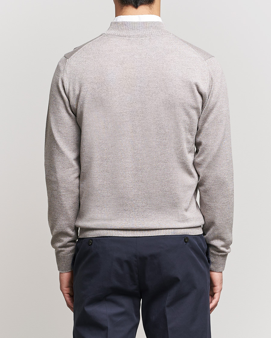 Herr | Tröjor | Stenströms | Merino Wool Half Zip Beige Mouliné