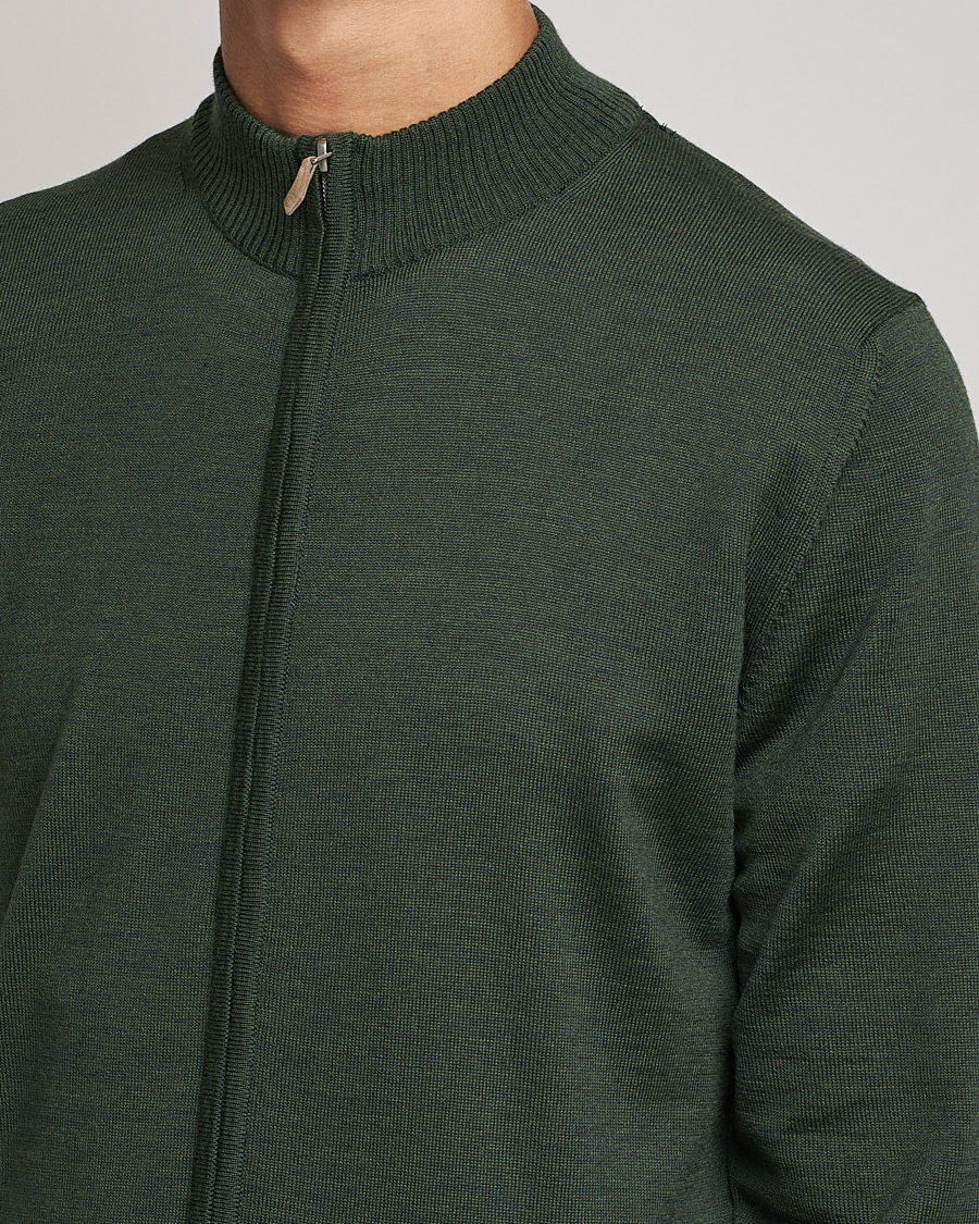 Herr | Tröjor | Stenströms | Merino Full Zip Dark Green