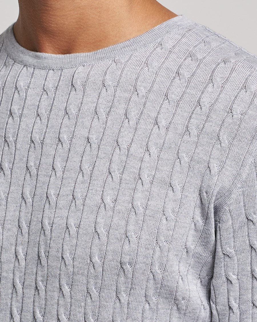 Herr | Tröjor | Stenströms | Merino Cable Crew Neck Light Grey