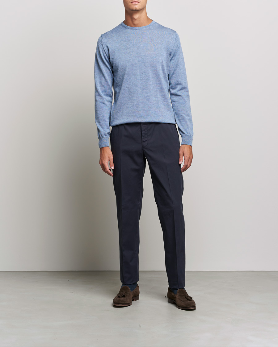 Herr | Tröjor | Stenströms | Merino Crew Neck Light Blue