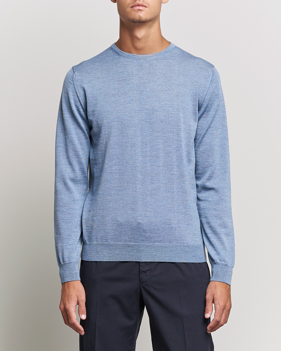 Herr | Tröjor | Stenströms | Merino Crew Neck Light Blue