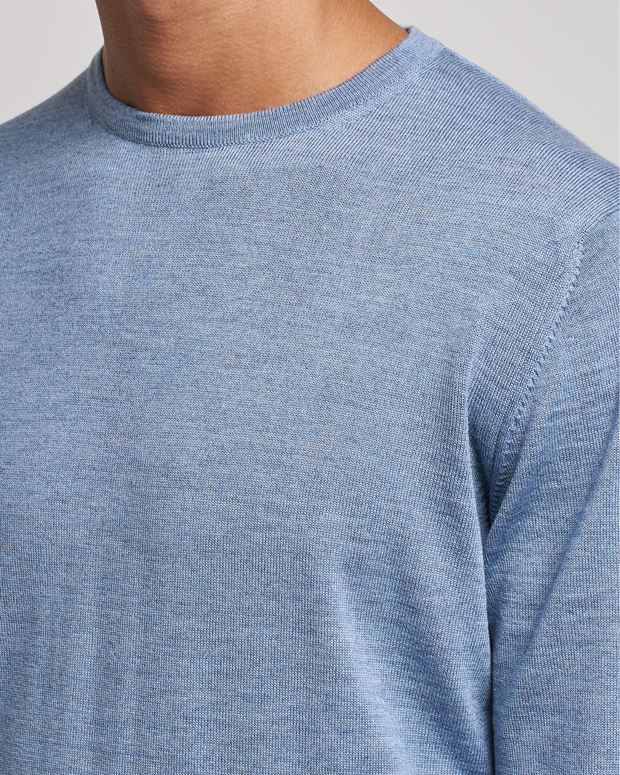 Herr | Tröjor | Stenströms | Merino Crew Neck Light Blue