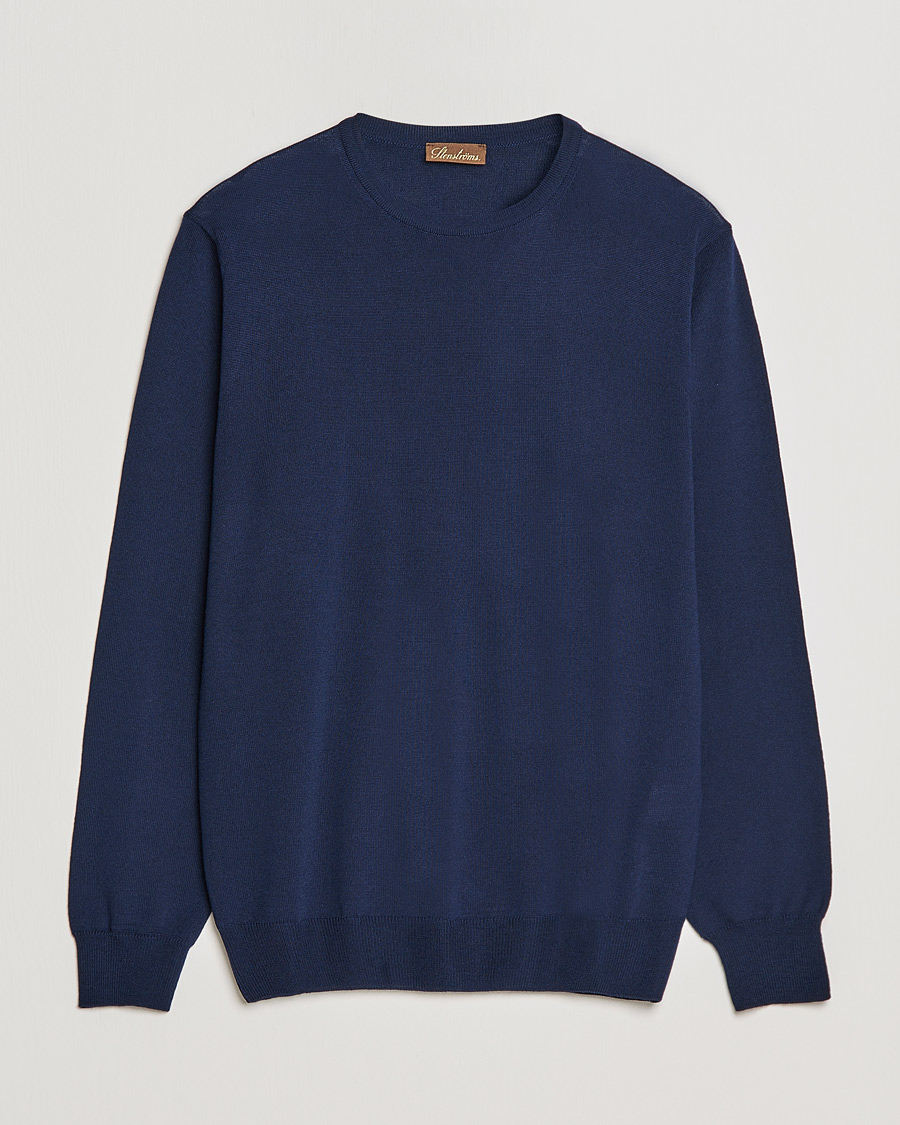 Herr | Tröjor | Stenströms | Merino Crew Neck Navy