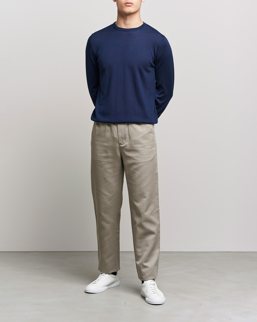 Herr | Tröjor | Stenströms | Merino Crew Neck Navy