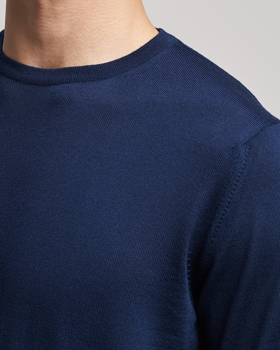 Herr | Tröjor | Stenströms | Merino Crew Neck Navy