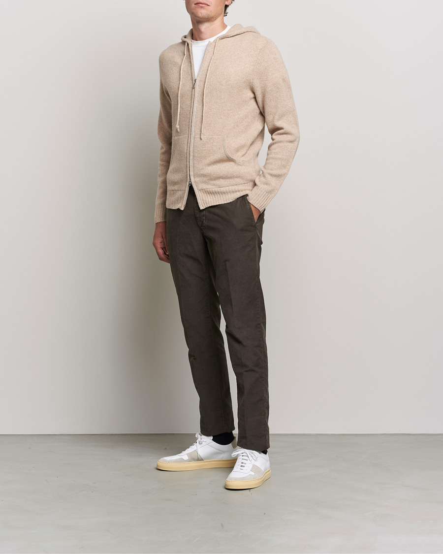 Herr | Tröjor | Stenströms | Yak/Merino Full Zip Hoodie Beige