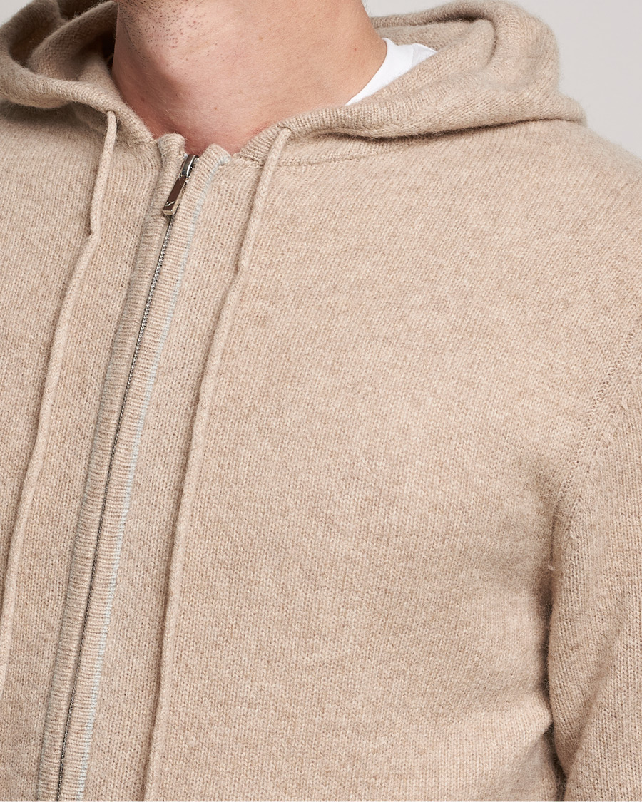 Herr | Tröjor | Stenströms | Yak/Merino Full Zip Hoodie Beige