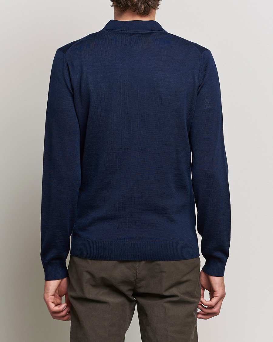 Herr | Tröjor | Stenströms | Merino Half Zip Polo Navy