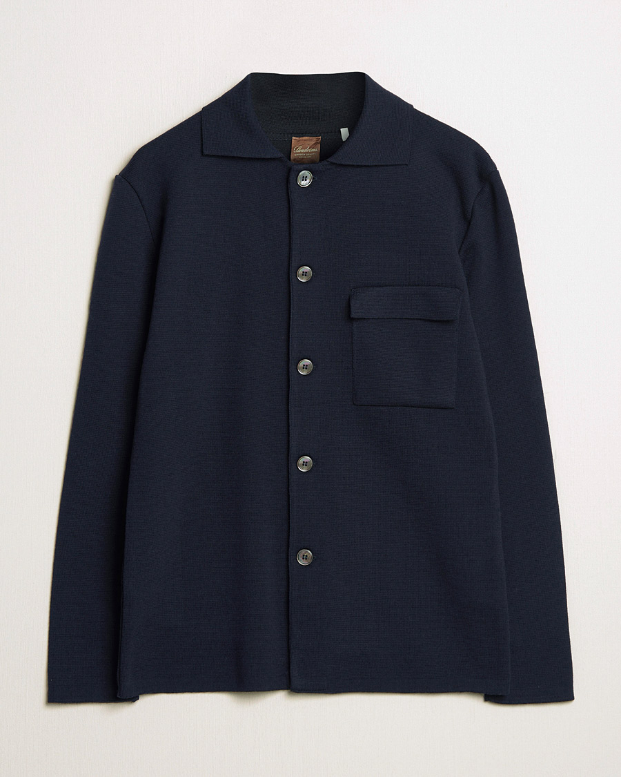 Herr | Tröjor | Stenströms | Merino Chest Pocket Cardigan Navy