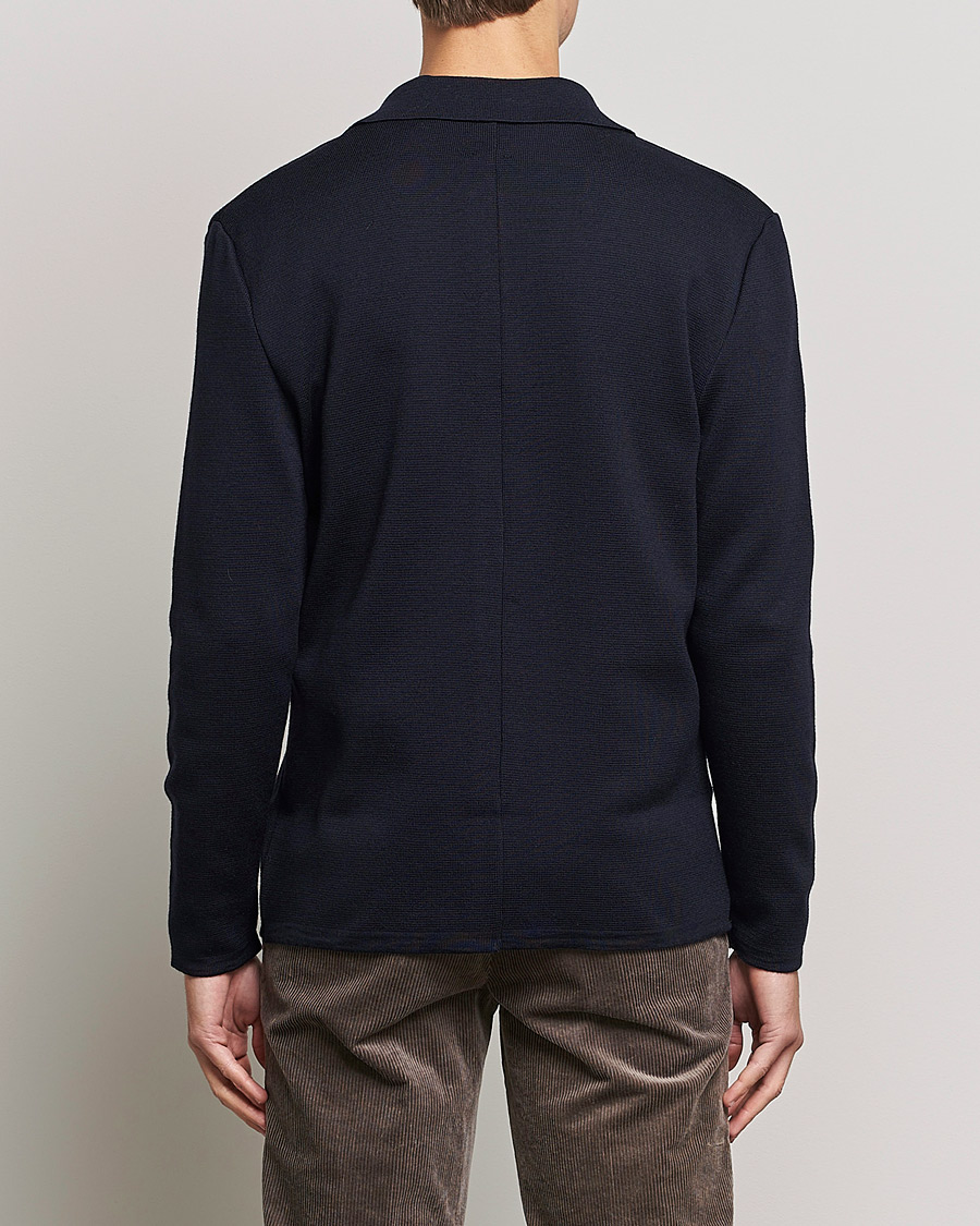 Herr | Tröjor | Stenströms | Merino Chest Pocket Cardigan Navy