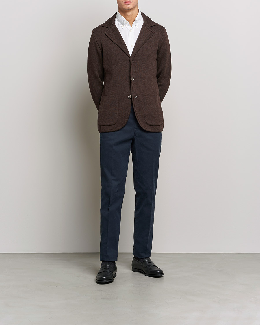 Herr | Kavajer | Stenströms | Milano Knitted Merino Blazer Brown