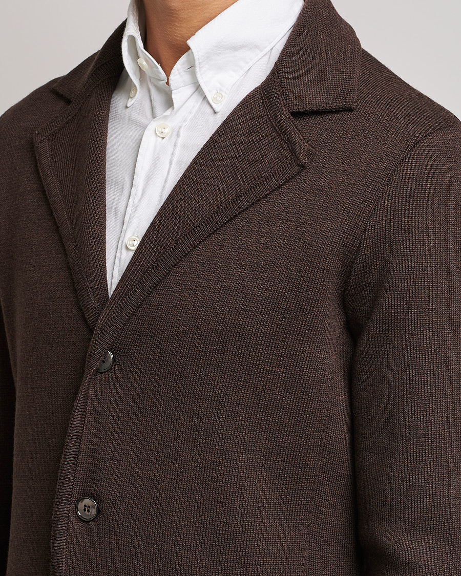 Herr | Kavajer | Stenströms | Milano Knitted Merino Blazer Brown