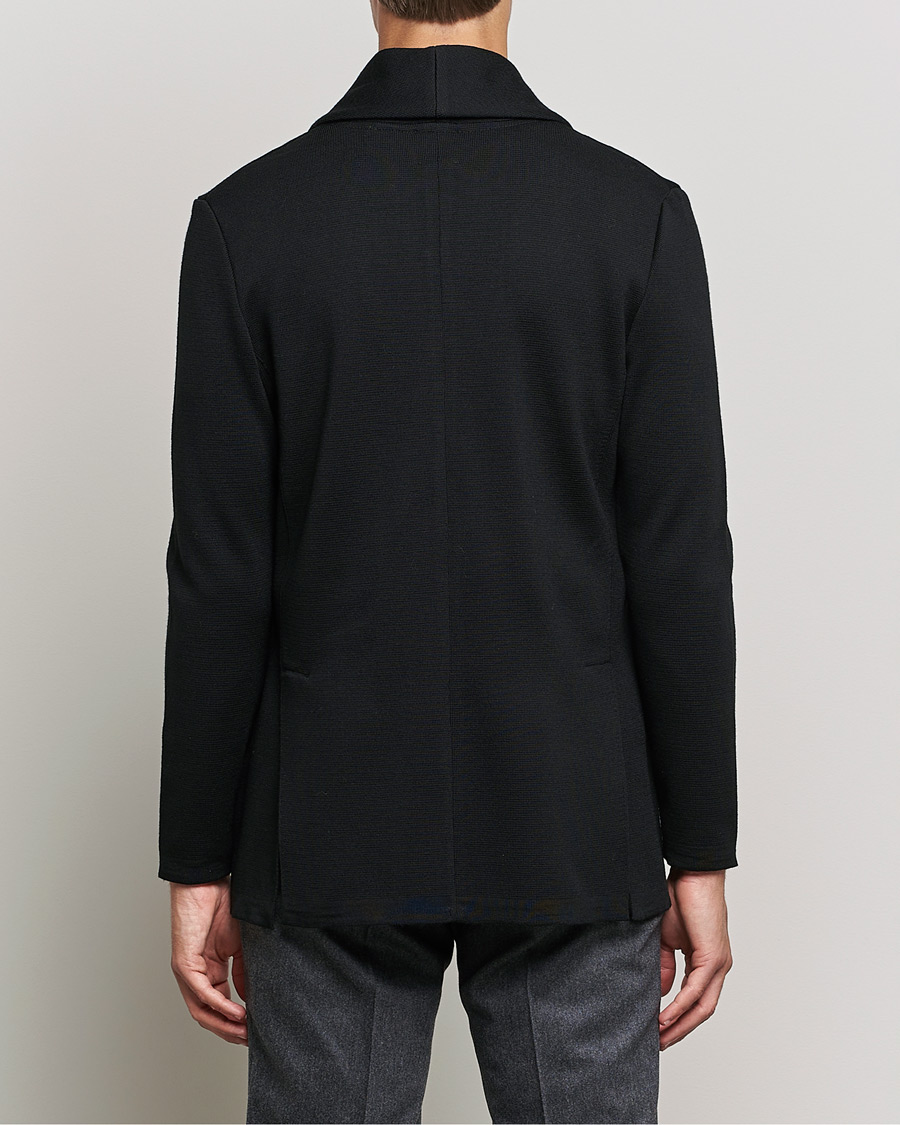 Herr | Kavajer | Stenströms | Milano Knitted Merino Tuxedo Cardigan Black