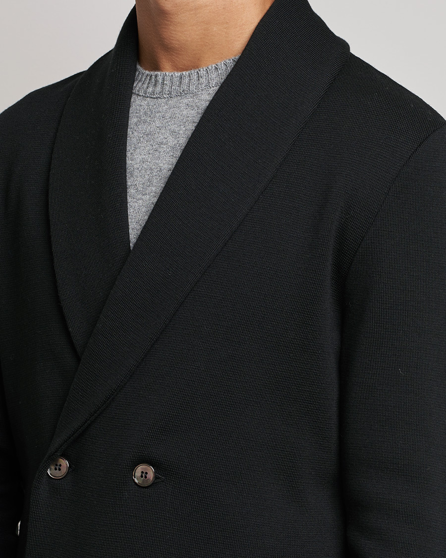 Herr | Kavajer | Stenströms | Milano Knitted Merino Tuxedo Cardigan Black
