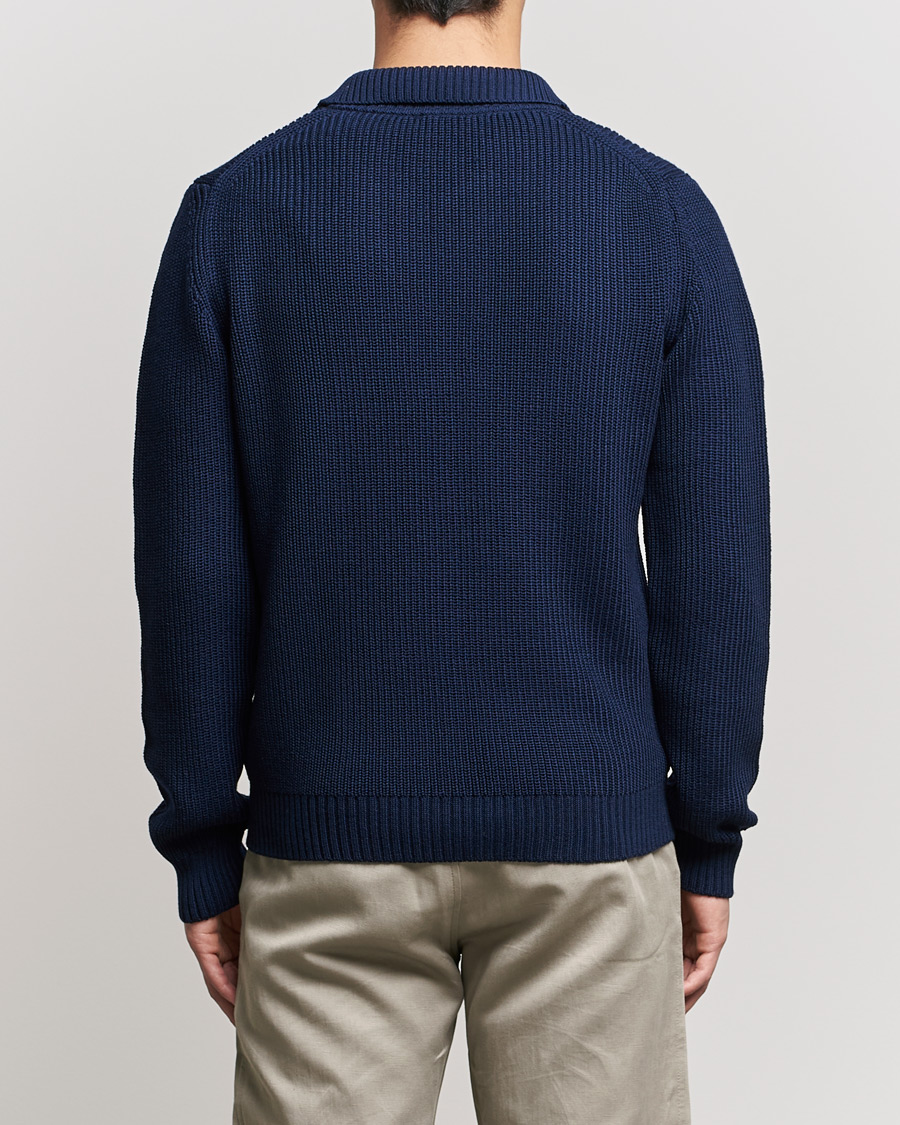 Herr | Tröjor | Stenströms | Chunky Merino Polo Navy
