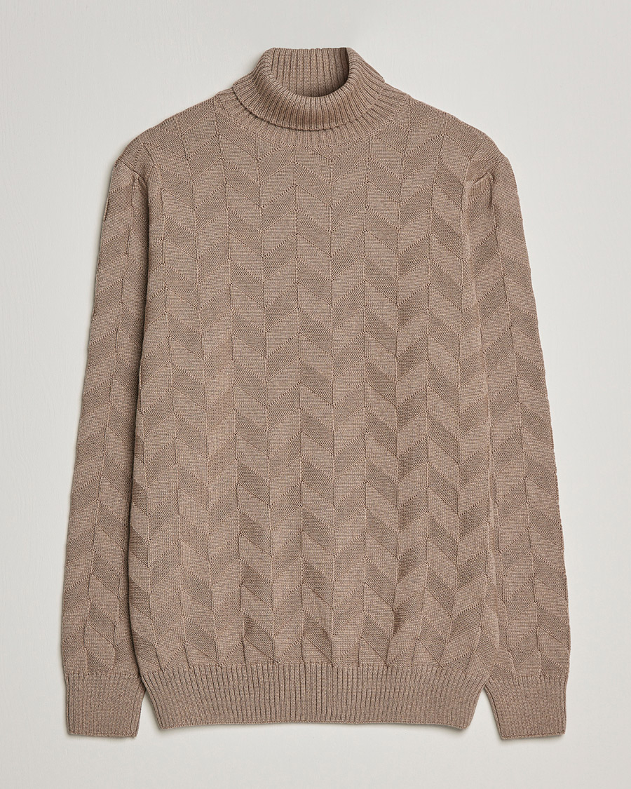 Herr | Tröjor | Stenströms | Chunky Merino Structured Rollneck Camel