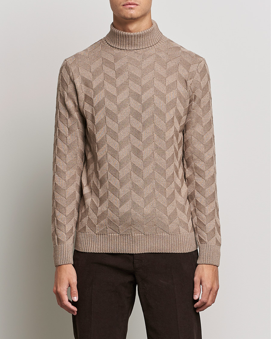 Herr | Tröjor | Stenströms | Chunky Merino Structured Rollneck Camel