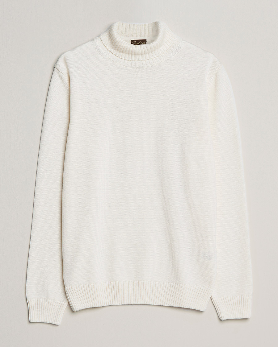 Herr | Tröjor | Stenströms | Chunky Merino Rollneck Creme White