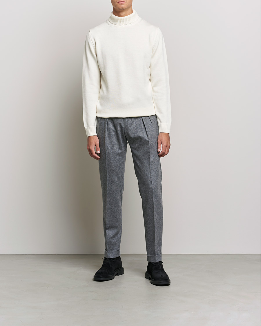 Herr | Tröjor | Stenströms | Chunky Merino Rollneck Creme White