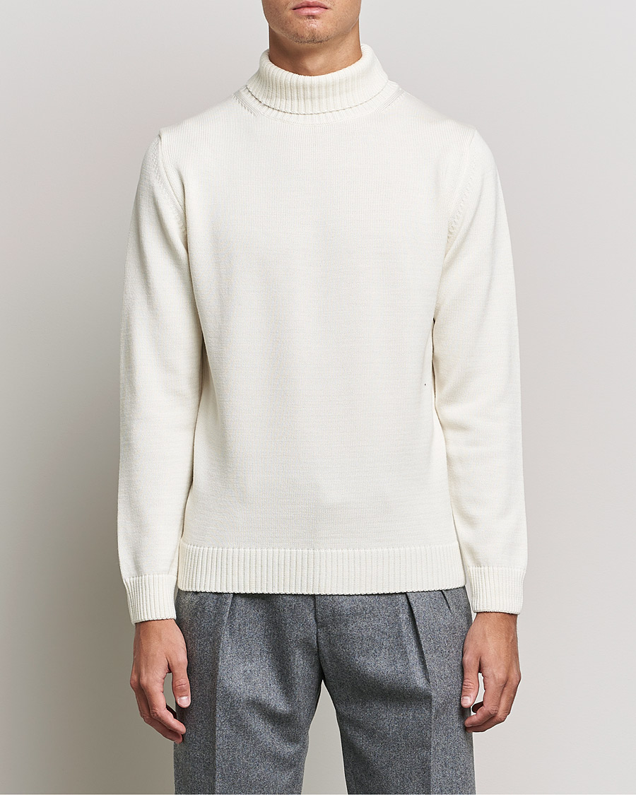 Herr | Polotröjor | Stenströms | Chunky Merino Rollneck Creme White