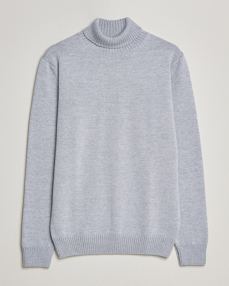 Herr | Tröjor | Stenströms | Chunky Merino Rollneck Light Grey